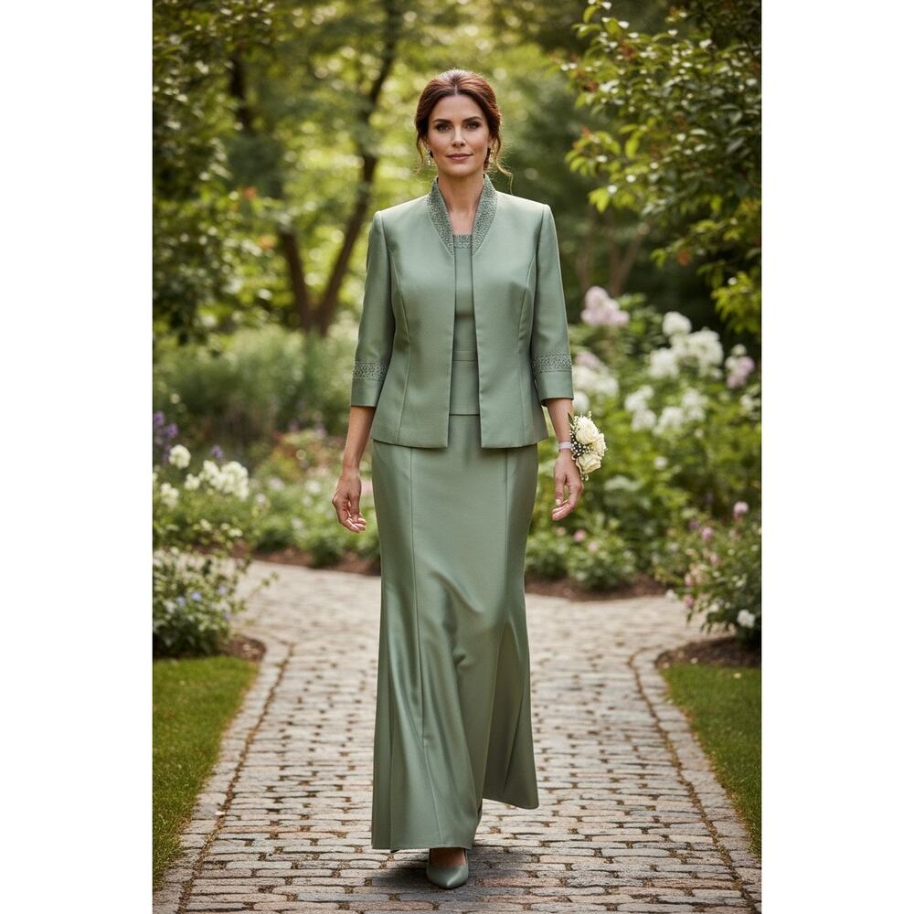 Alex Evenings Mother of the Bride Gown Light sage green  2 piece Size 12